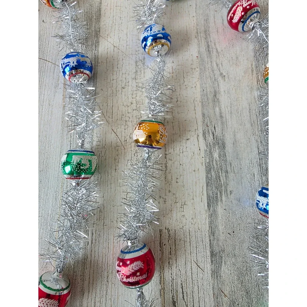 Radko shiny brite 6 ft stencil glass Garland RARE mini Xmas silent night